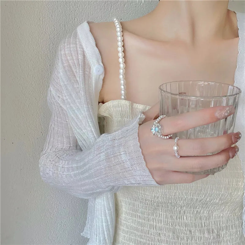 Pearl beaded Ring set (2pc)