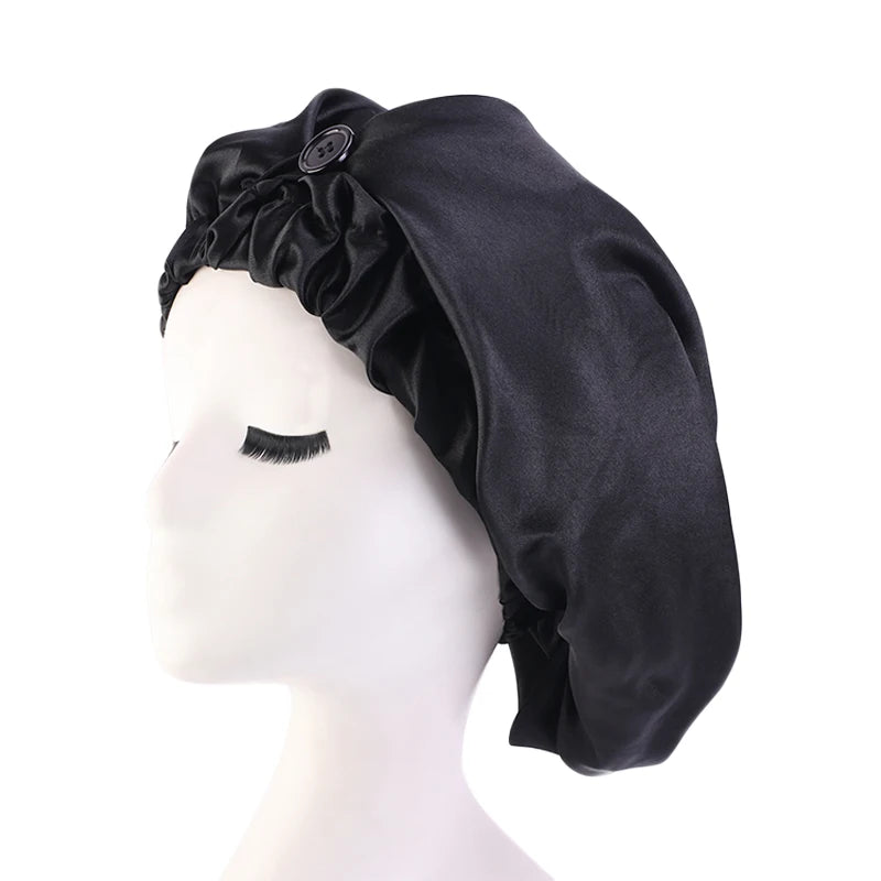 New Women Long Satin Bonnet Large Sleep Cap