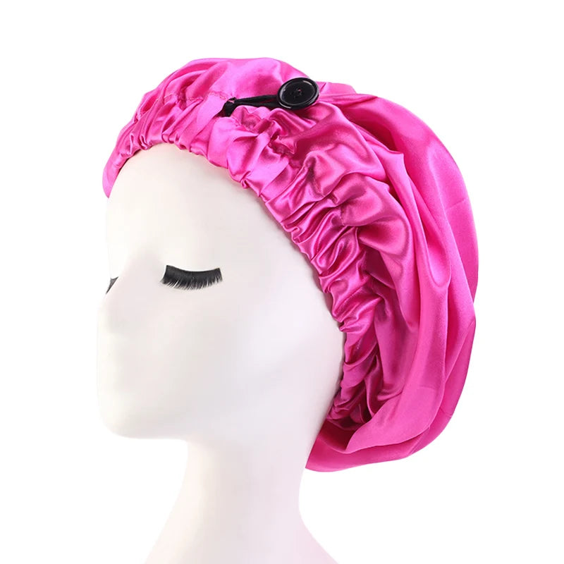 New Women Long Satin Bonnet Large Sleep Cap