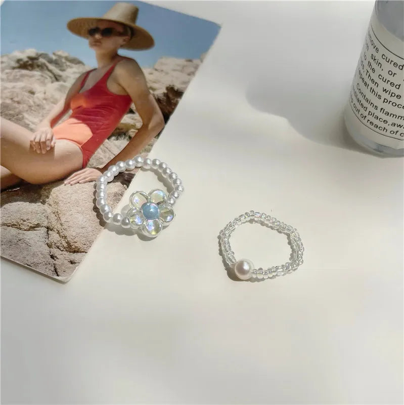 Pearl beaded Ring set (2pc)