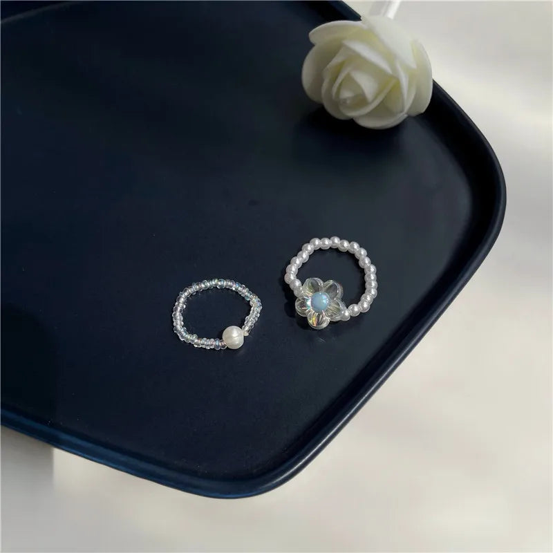 Pearl beaded Ring set (2pc)