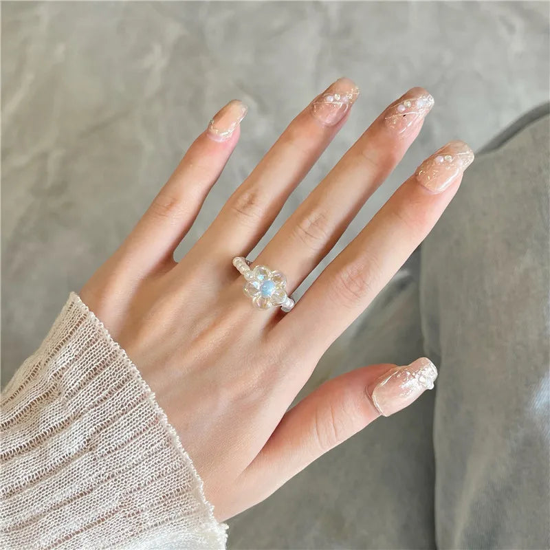 Pearl beaded Ring set (2pc)