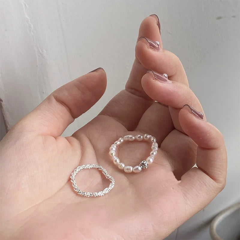 Pearl beaded Ring set (2pc)