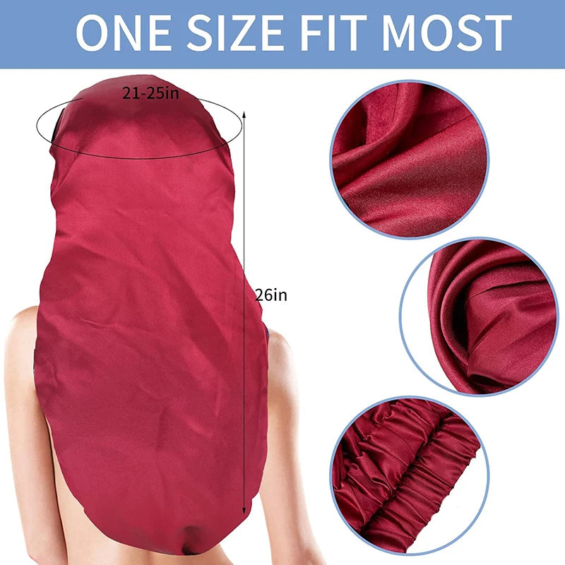New Women Long Satin Bonnet Large Sleep Cap