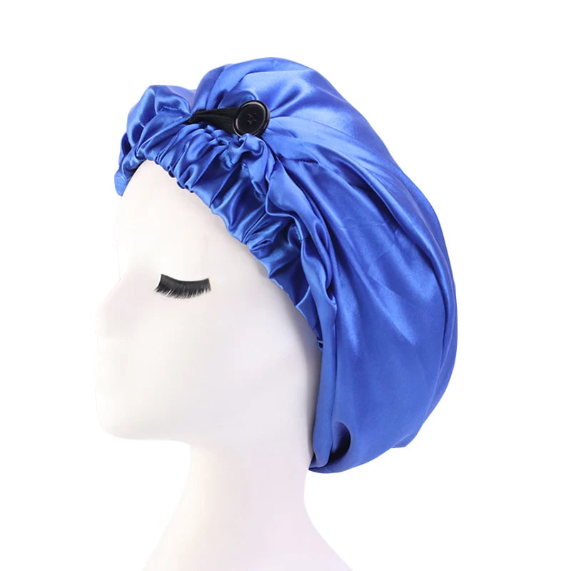 New Women Long Satin Bonnet Large Sleep Cap