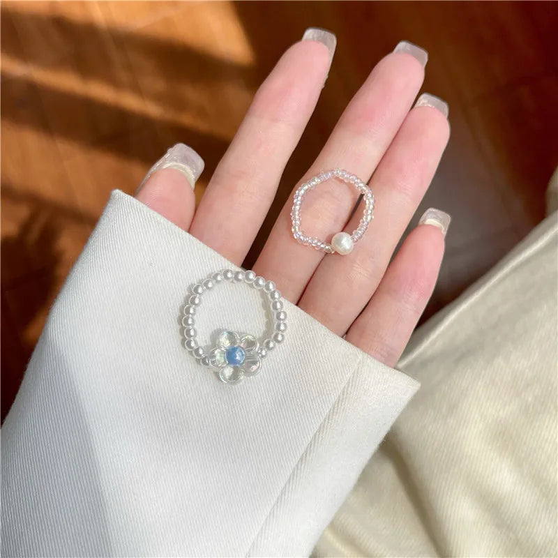 Pearl beaded Ring set (2pc)