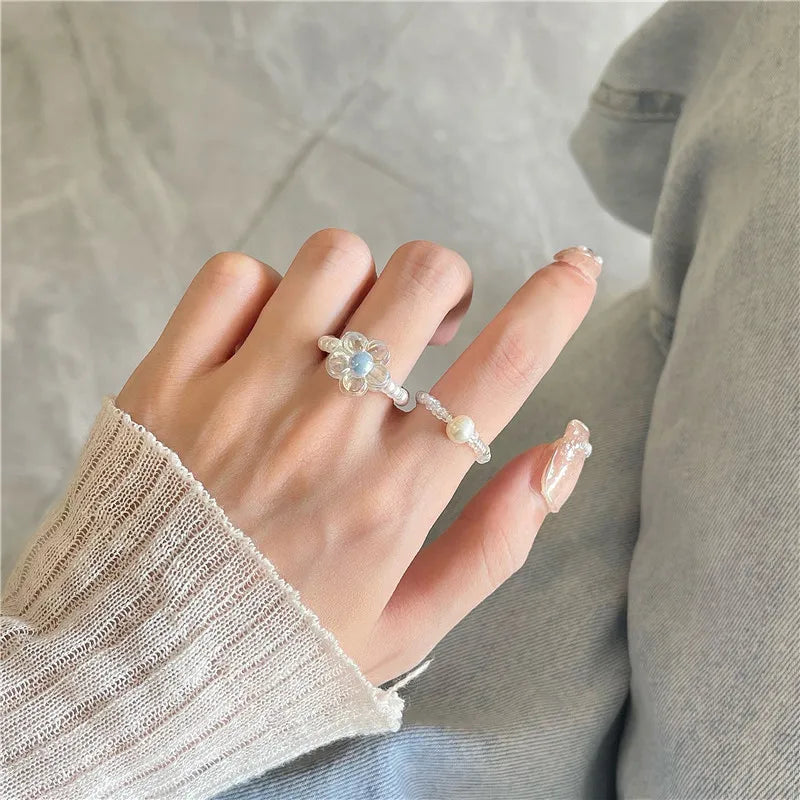 Pearl beaded Ring set (2pc)