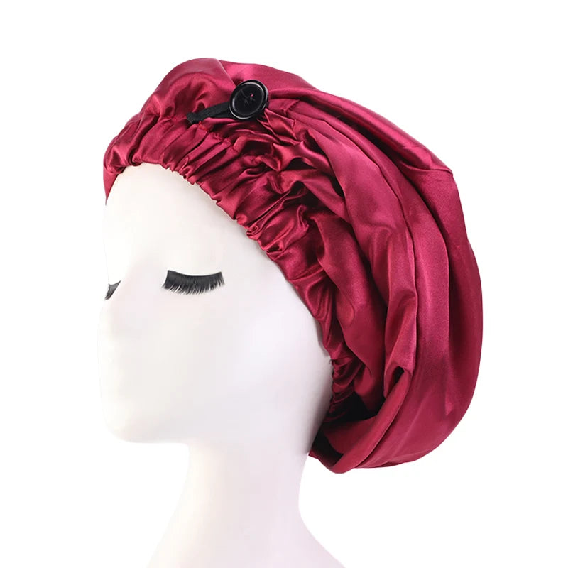 New Women Long Satin Bonnet Large Sleep Cap