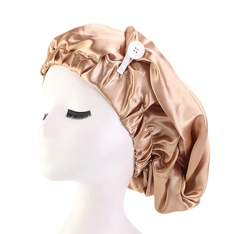 New Women Long Satin Bonnet Large Sleep Cap